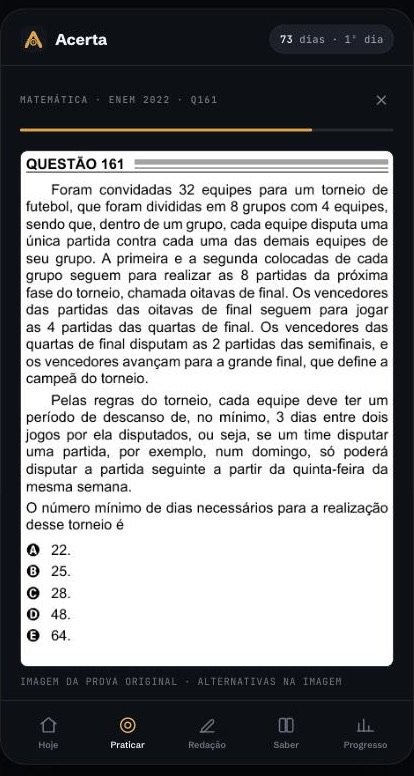 Questão 161 do ENEM 2022 no Acerta, exibida no formato original da prova impressa com as alternativas de A a E.